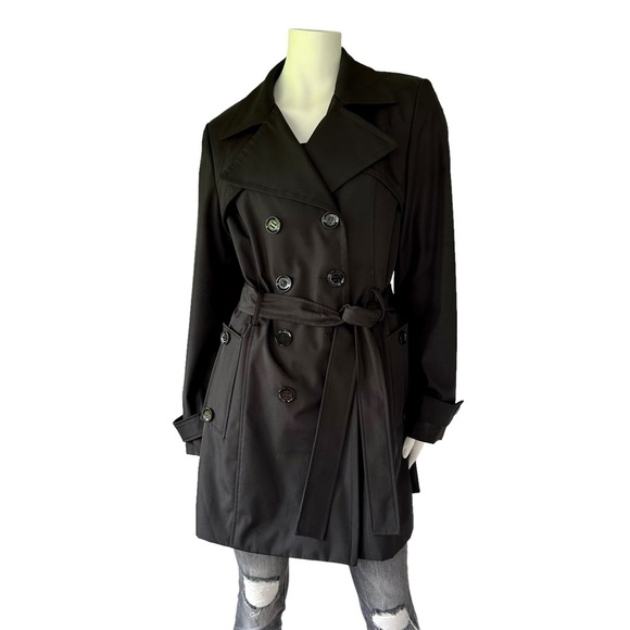 Calvin Klein Black Trench Jacket Coat Fall Quiet Luxury Minimalist - Picture 4 of 13